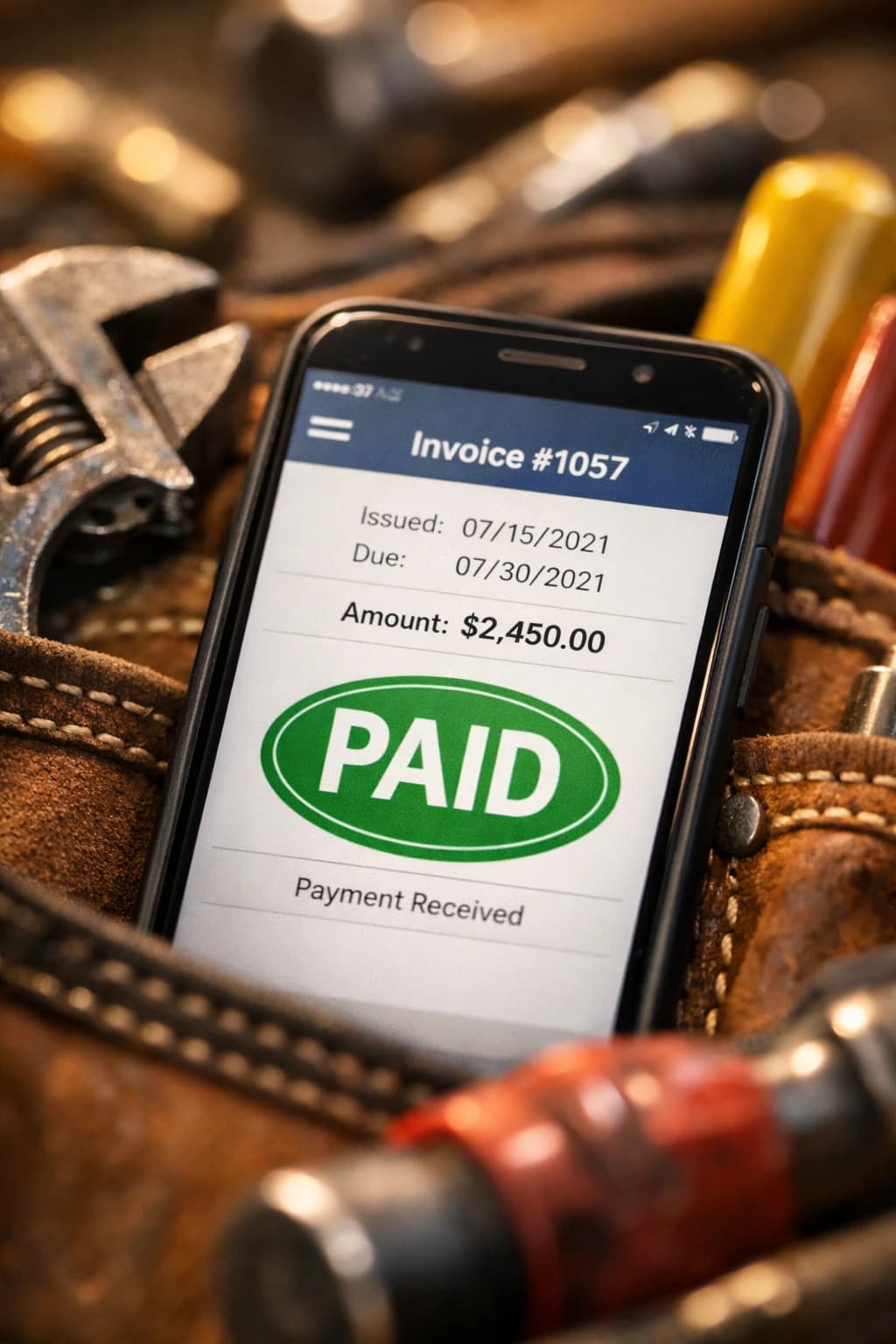 Handyman payment confirmation on mobile