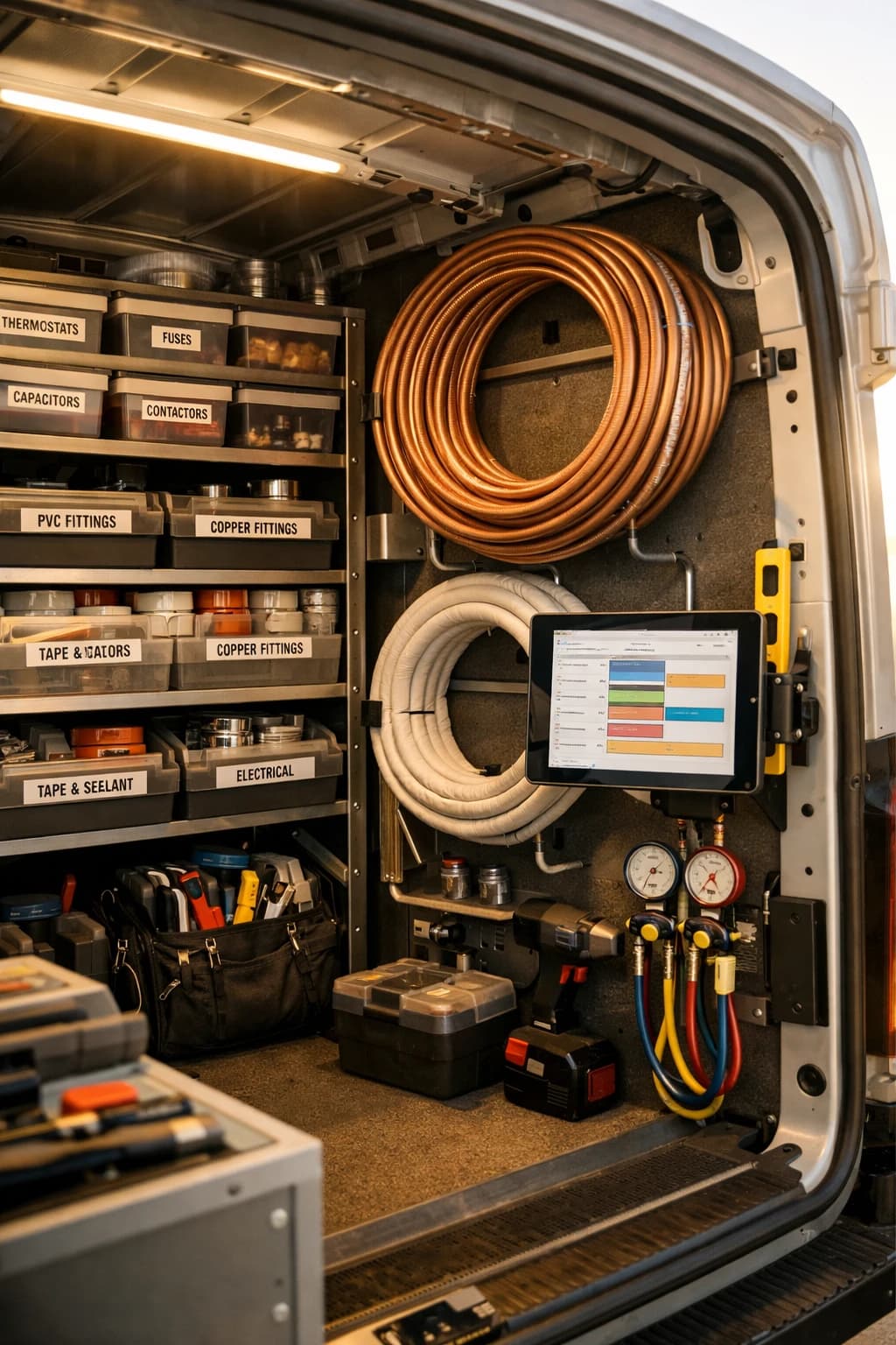 HVAC lead qualification workflow in service van