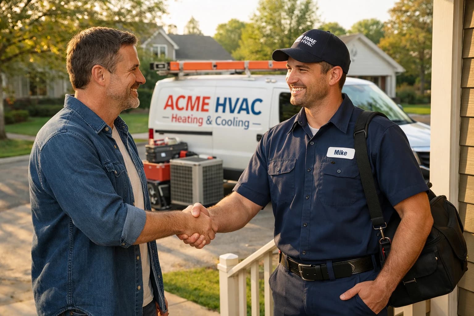 HVAC booking handoff with homeowner confirmation