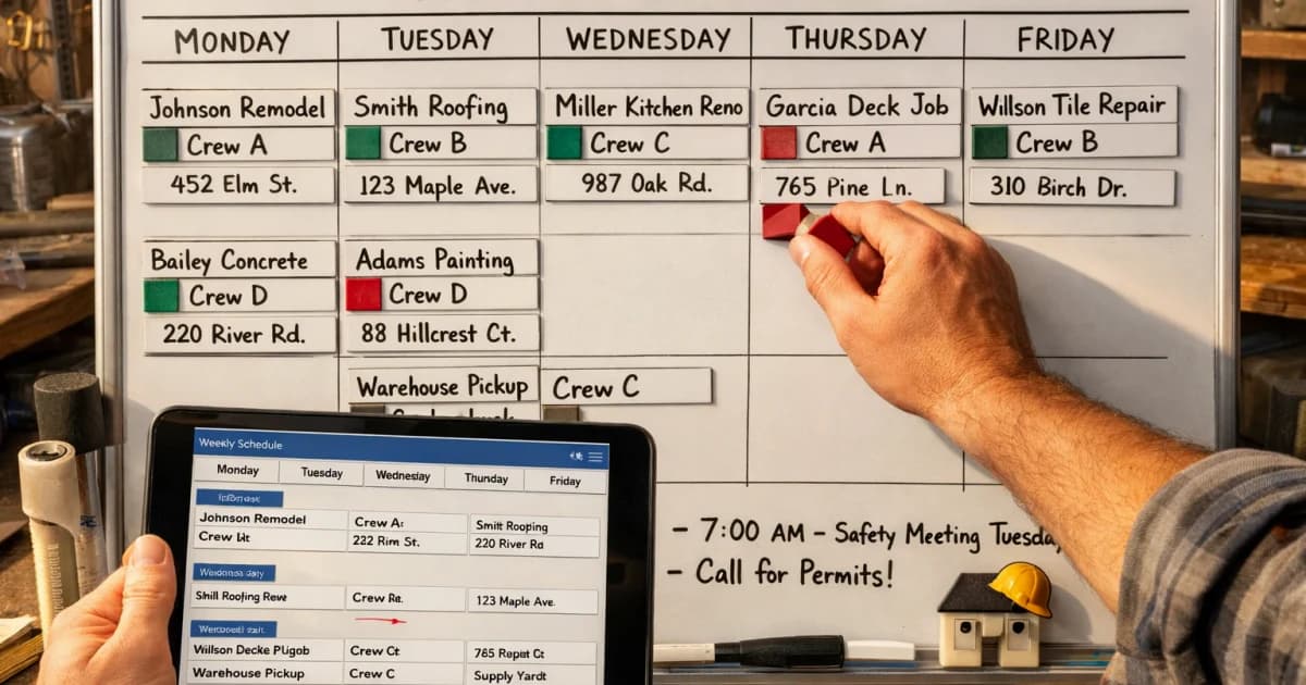 field crew scheduling for home services — lead qualification flow and booking console for contractor teams seeking faster ...