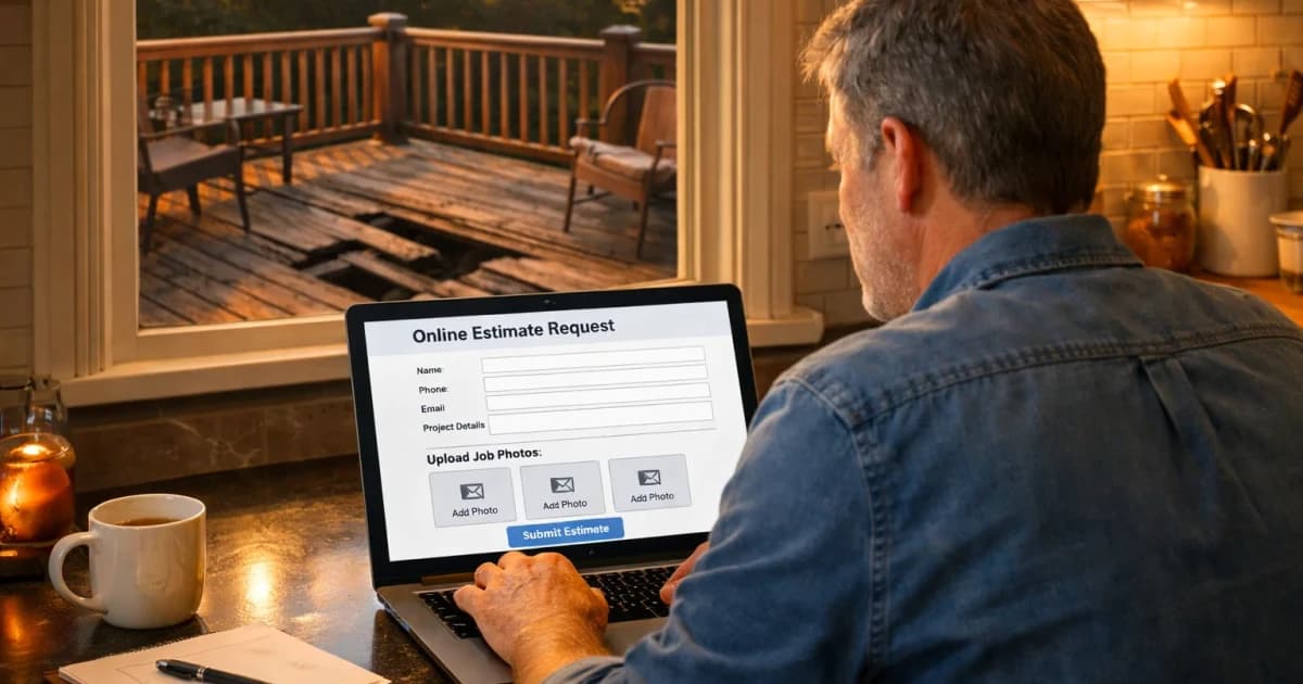 free estimate form for contractors — lead qualification flow and booking console for contractor teams seeking faster quote...